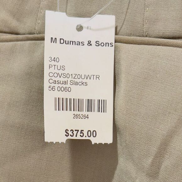 NWT M. Dumas & Sons Slim Fit Casual Khaki Slacks  Dress Pants Waist 37” MSRP $37 - Picture 3 of 5